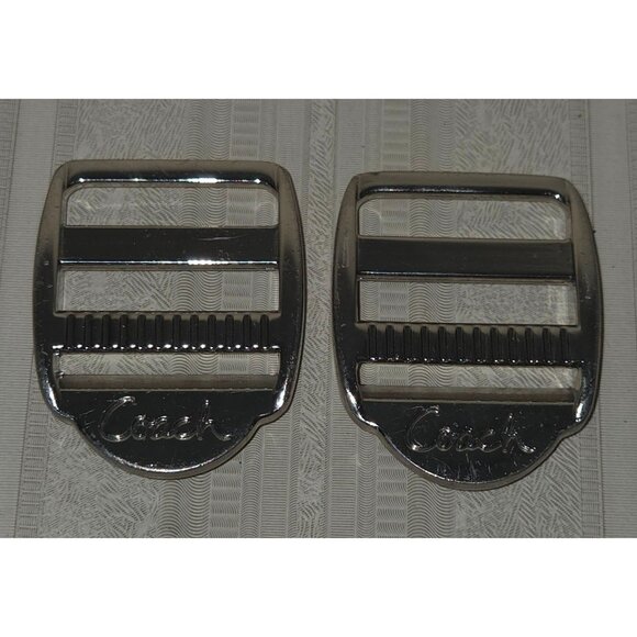Coach Backpack Replacement 2 Slide Buckles Silver Tone Metal Hardware - Picture 1 of 7